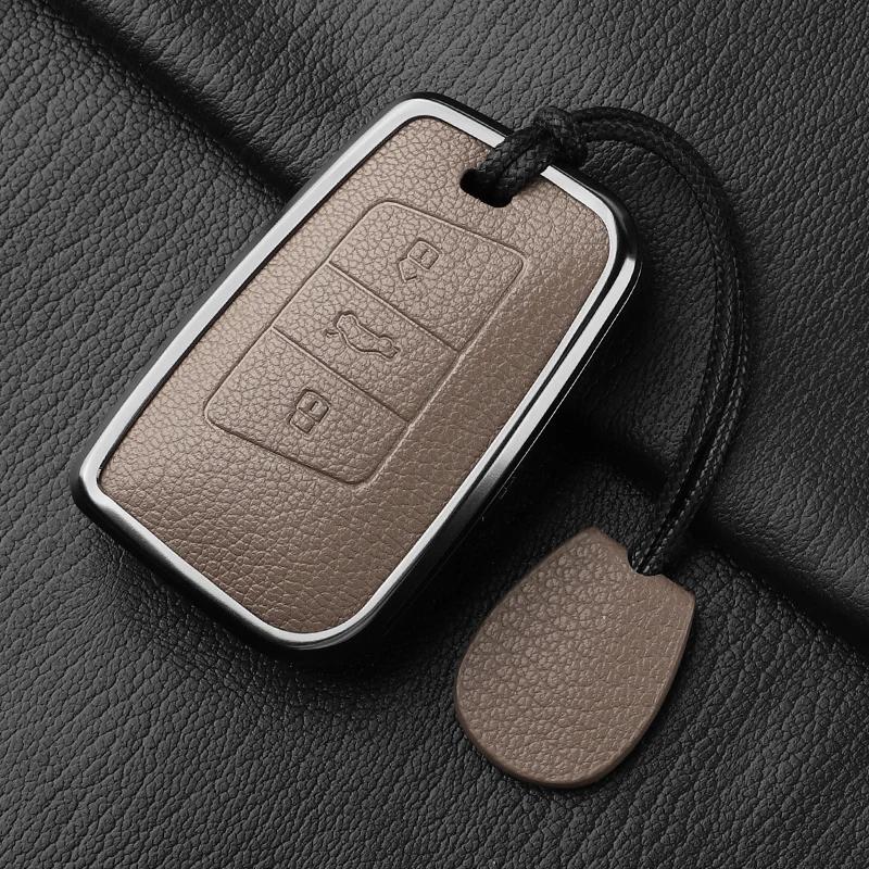 Metal And Leather Car Key Case Cover For Vw Volkswagen Passat B8 Cc Arteon Magotan Gte Skoda Fabia Superb A7 Kodiaq