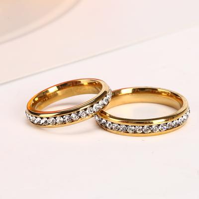 Crystal Couple Ring Men's Women's Titanium Steel Wedding Engagement Ring Anniversary Jewelry Gift