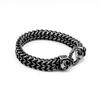 Punk Double Skull Bracelet For Men 316L Stainless Steel Heavy Shiny Skeleton Charm Mesh Chain Mens Bracelets Male Jewelry New