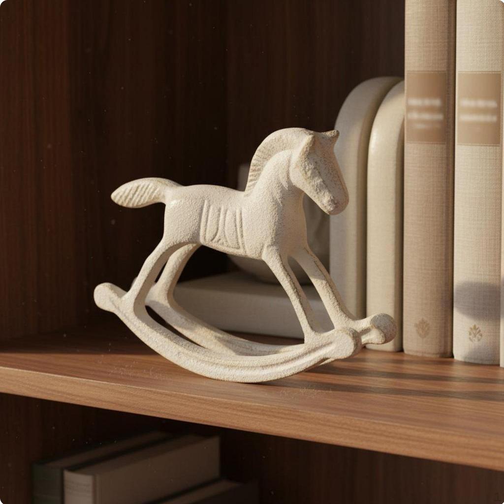 Cast Iron Rocking Horse Farmhouse Decor Vintage Statue Handcrafted Look Animal