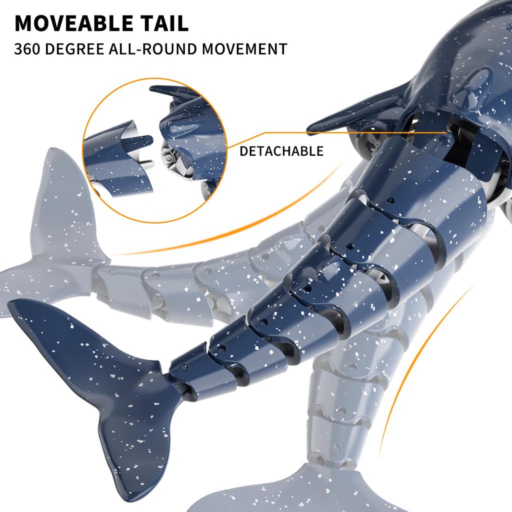 2.4Ghz Remote Control Whale Shark Toy, 1:18 Scale High Simulation Whale Shark Swimming Pool, Water Spray Function
