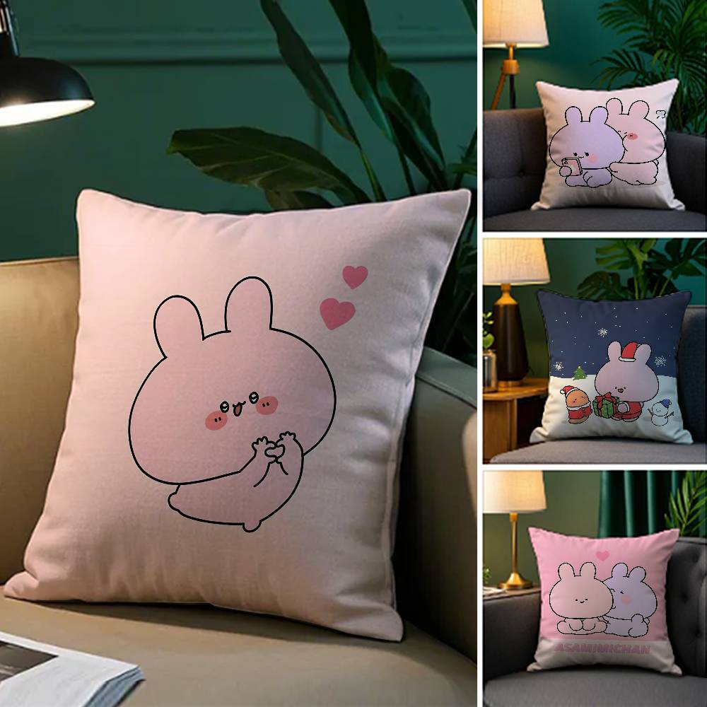 Cartoon A-Asamimichan-MT Cute Bunny Singer Pillow Case Comfort Sofa Bed Silky Elegant Invisible Zipper Decorative Cushion Cover