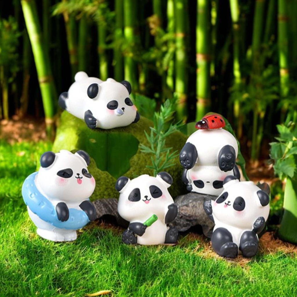 RENEWREVITAL Mini Miniature Set of Cute Animal DIY Car Bonsai Panda Figurines, Ornaments, 6, Figures, Desktop, Office, Decor, Gift, Landscape,