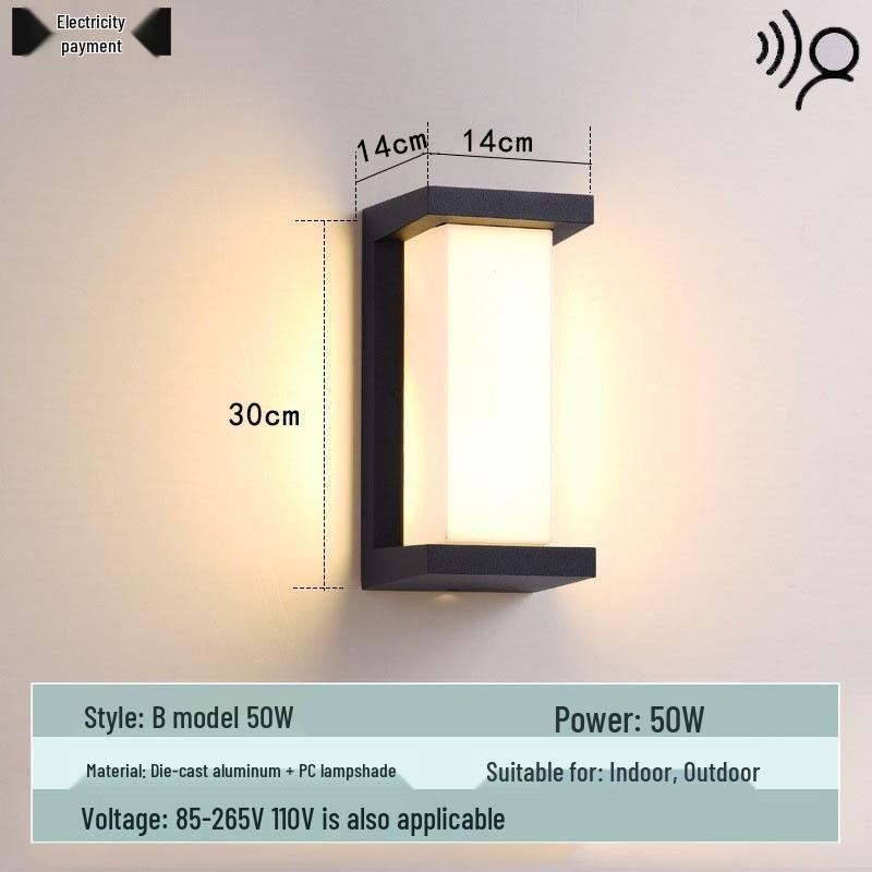 Waterproof Minimalist LED Wall Light with Smart Sensor for Outdoor Use