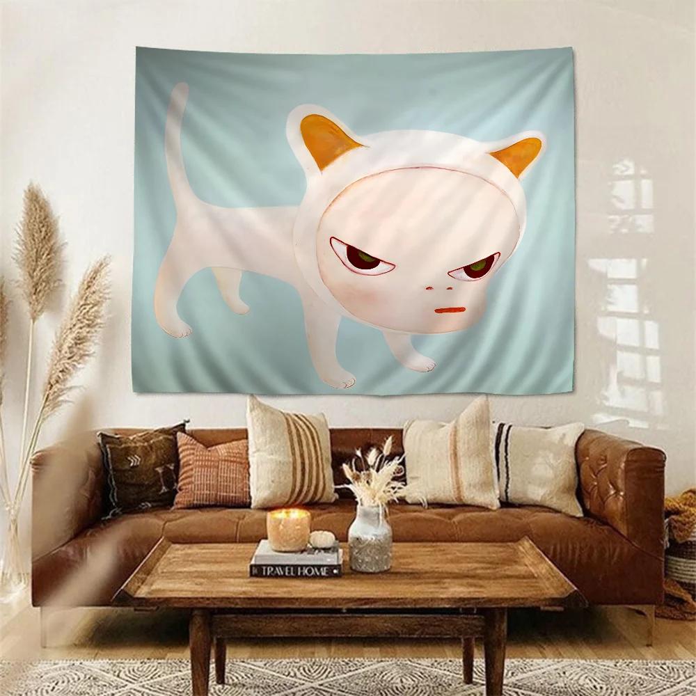 

1pc Yoshitomo Nara Anime Tapestry Art Science Fiction Room Home Decor Wall Art Decor For Living Room Bedroom 74x94cm(29x37in)