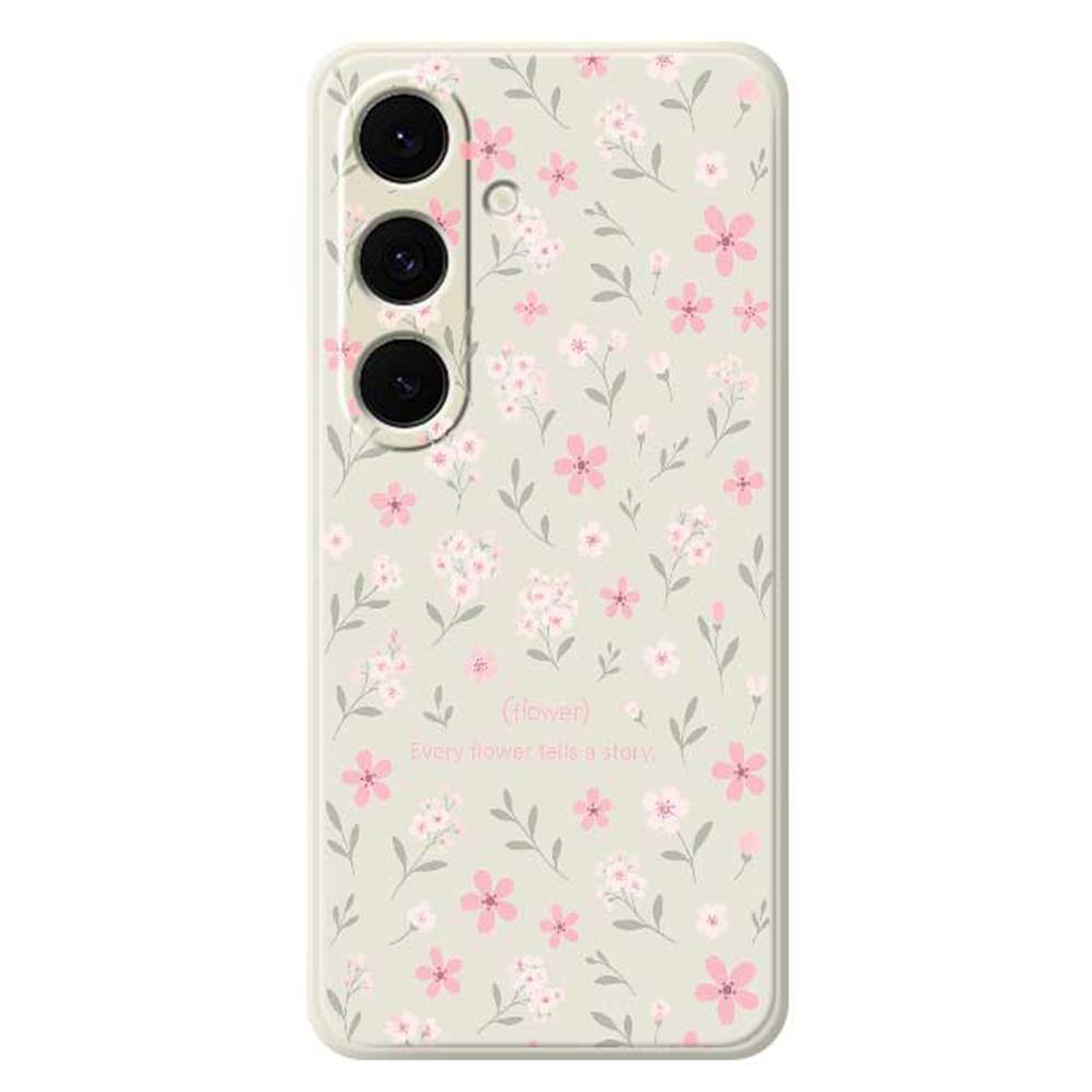 For Samsung Galaxy S24 FE Case Small Flower Pattern Printing Straight Edge TPU Phone Back Cover