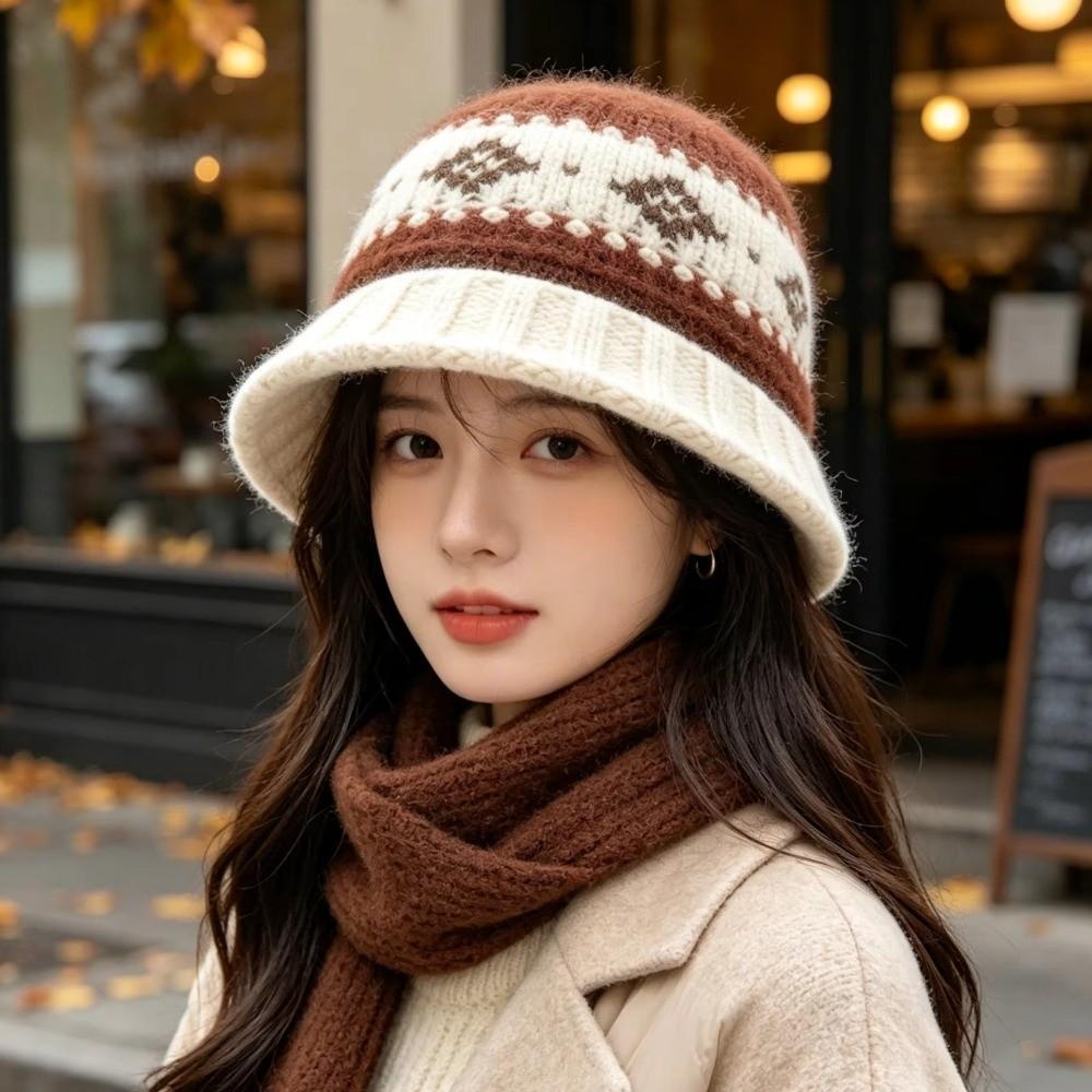 Fair Isle Style Knitted Fisherman Hat Warm Winter Bucket Hat  Apparel Accessories
