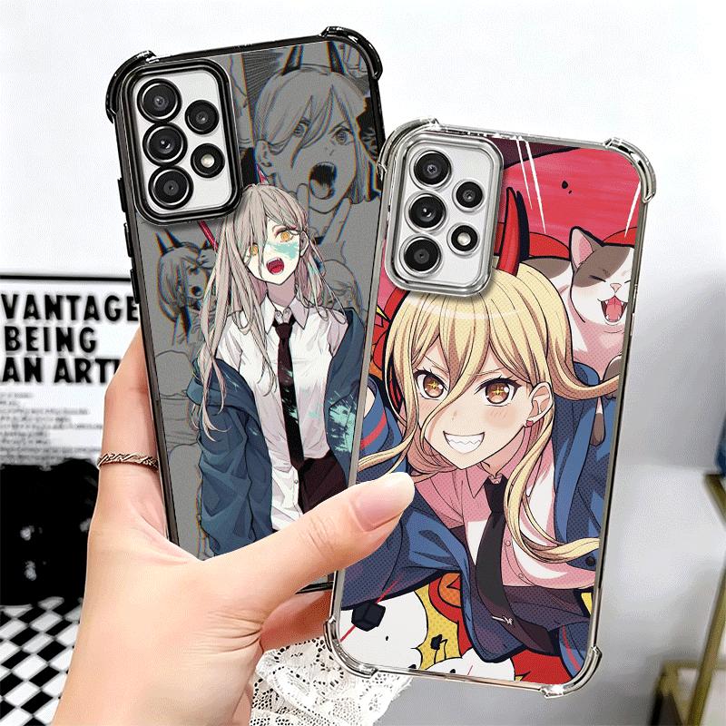 Anime Character Power CSM Plating Phone Case For Samsung A17 A07 A37 A57 A16 A56 A15 A55 A14 A54 A13 A53 A26 A36 A25 A35 A24 A34