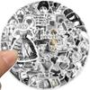 64 Black and White European and American Retro Graffiti Stickers Decorative Suitcase Pen Guitar Notebook DIY Waterproof Stickers