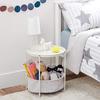 Amazon Basics Round Side Table with Storage Basket, White X Heather Gray, 48cm H X 44.96cm W X 44.96cm D