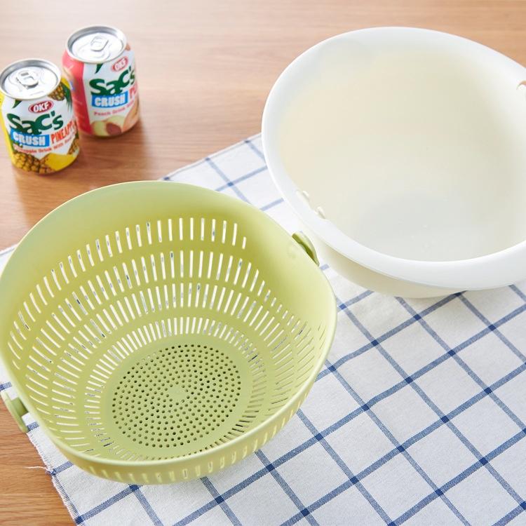 Double Drain Basket Washing Basket Multi-function Rotating Fruit and Vegetable Basket Practical Kitch