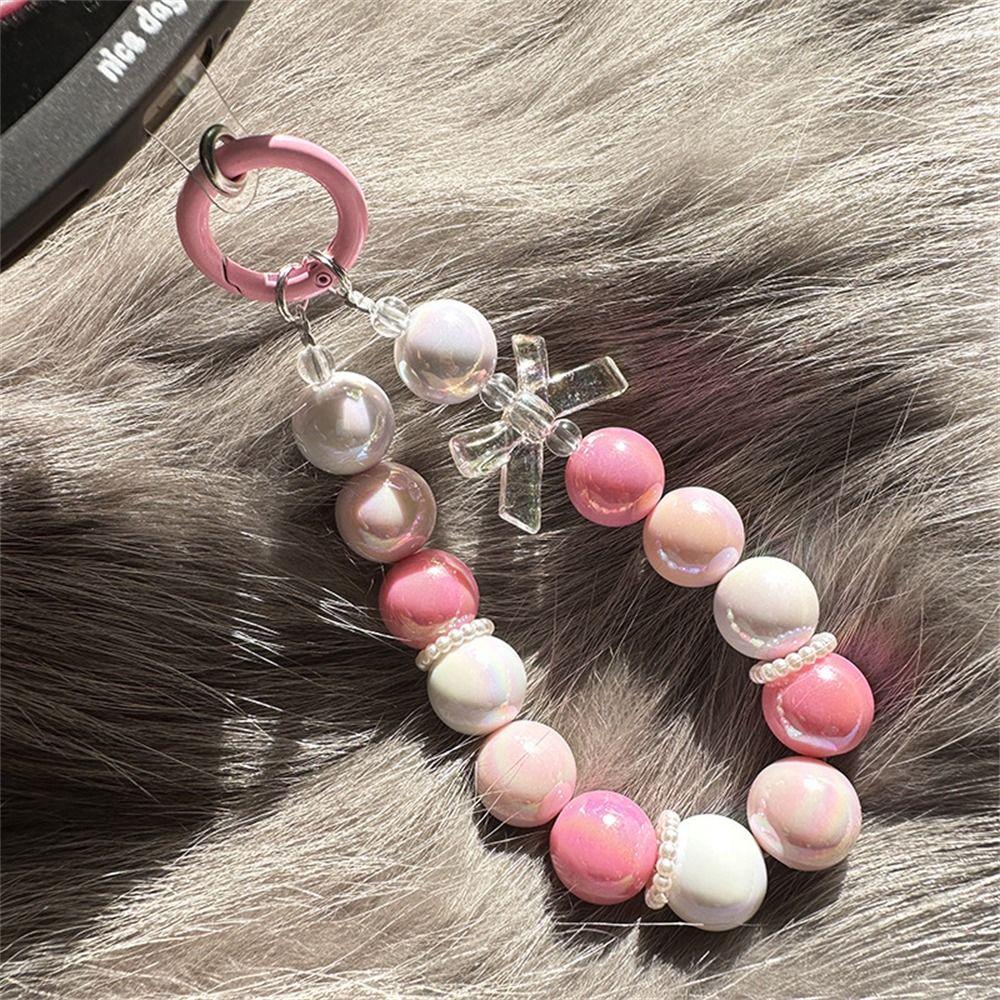 

1Pcs Anti-Lost Phone Lanyard Acrylic Beads Keychain Durable Water Cup Chain for Women Girl темно-розовый