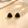 Gold-Plated Stainless Steel Triangle Resin Earrings - Versatile, Light Luxury Design