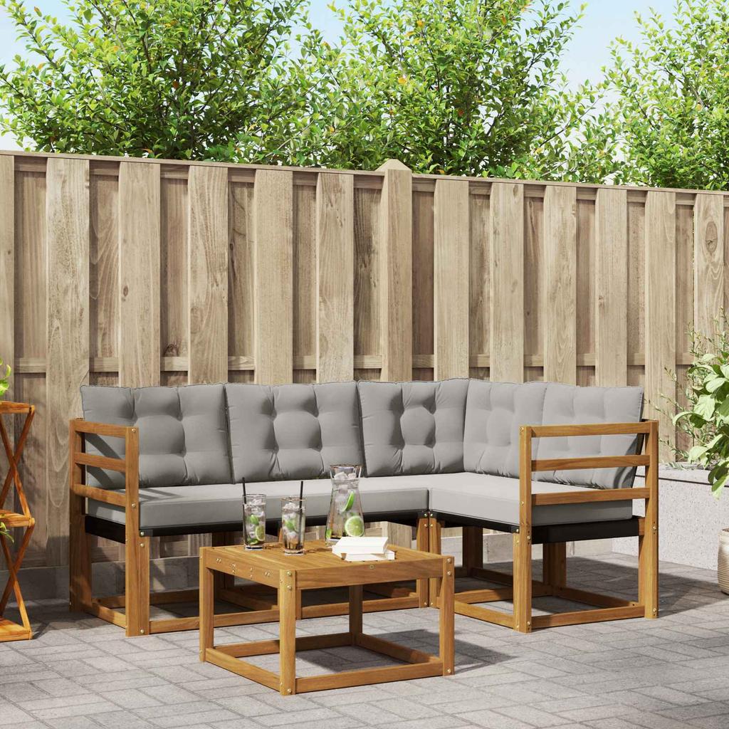 Outdoor Sofa Set with Cushions 5 pcs Natural and Light Grey