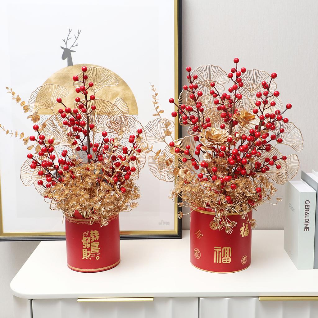 Simulation Hug Bucket Home Living Room TV Cabinet Decoration Fake Flower Simulation Rich Fruit Fortune Bucket