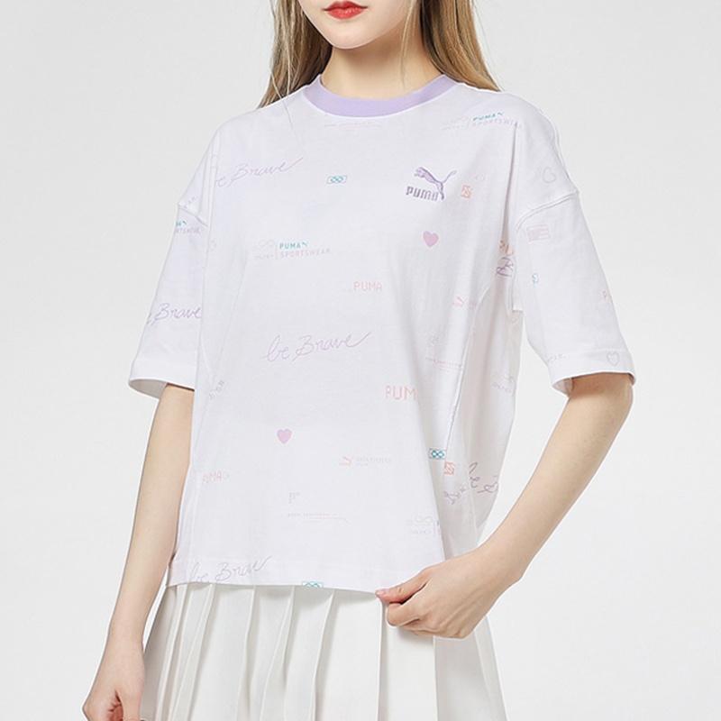 Puma T Shirts Women's White Crew Neck Moderate Straight Fit 531284-02