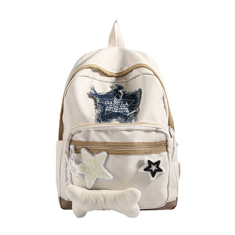 Stylish Star-print School Backpack for Junior High and High School Students. Perfect for Travel with Spacious Compartments.simple, and Trendy Design.