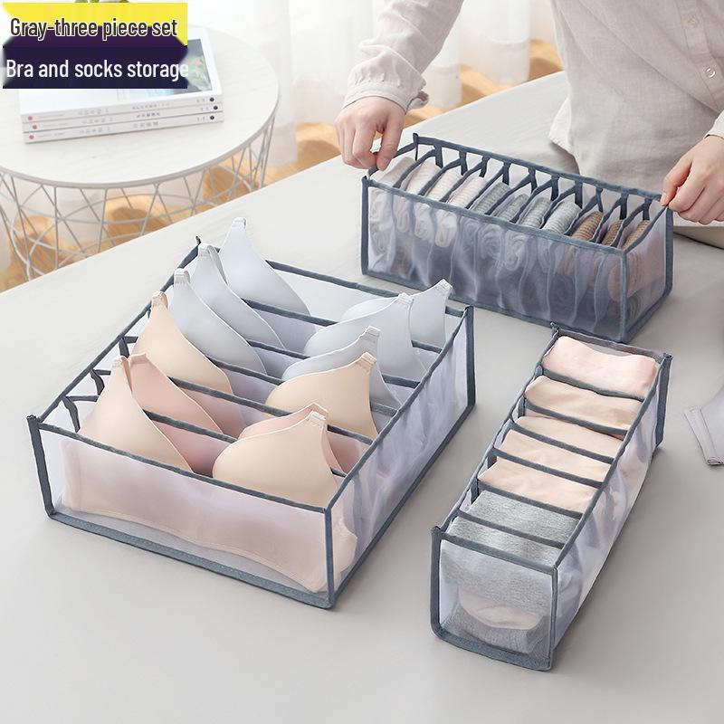 Mesh Underwear and Sock Storage Box with Dividers and Handle for Drawers and Wardrobes