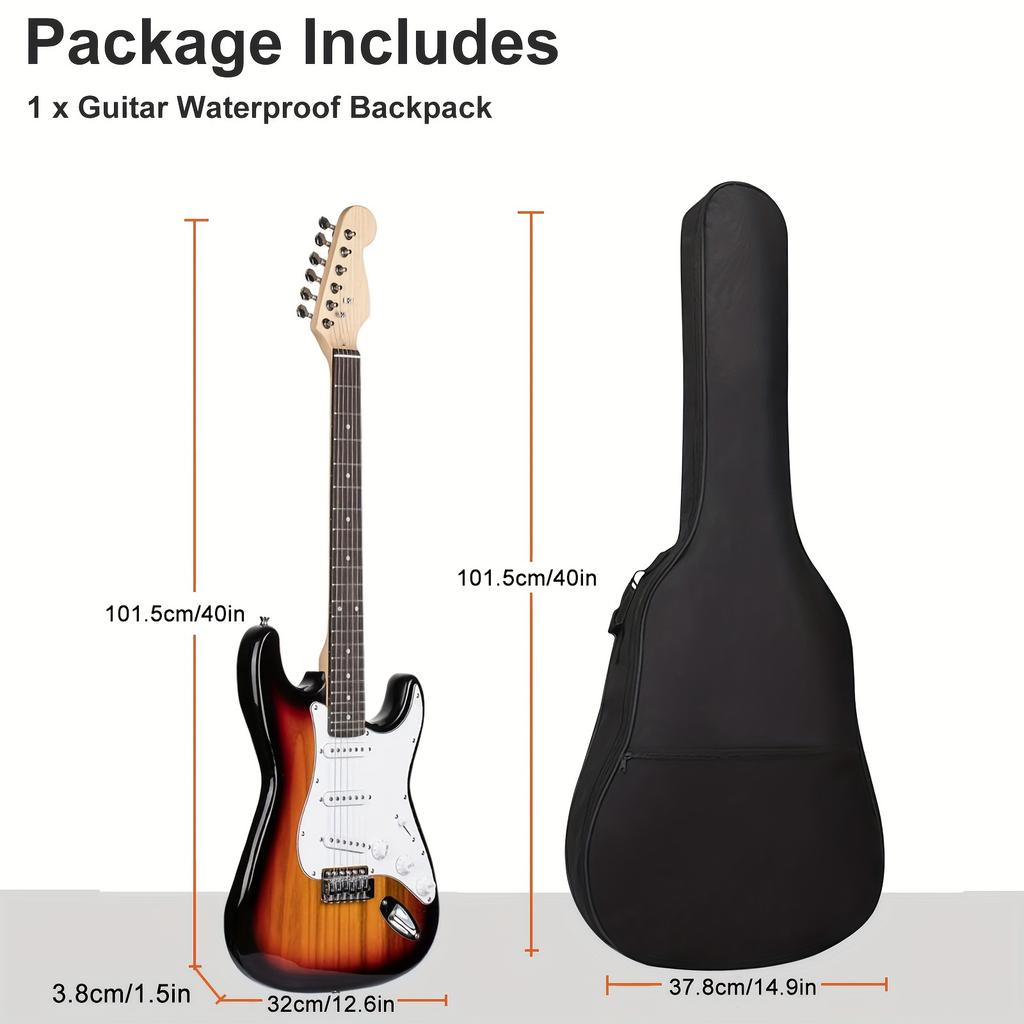 Cost-Effective Acoustic Guitar Gig Bag, Waterproof Black Polyester with Adjustable Strap & Heavy-Duty Stitching