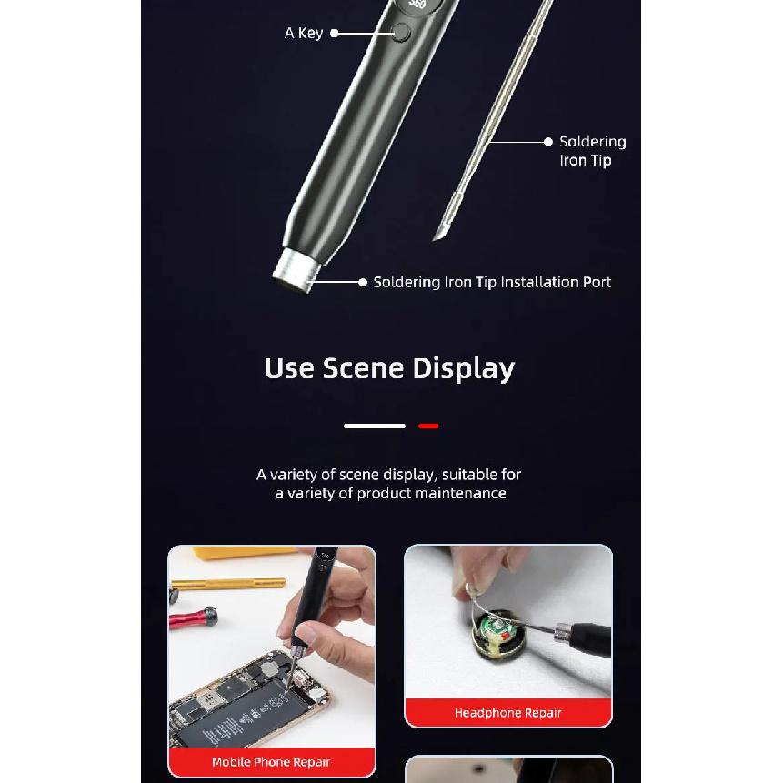 SEQURE S60 with Toolkit Nano Electric Soldering Iron Precision Portable Anti-static Soldering Pen Support PD|QC Power Supply