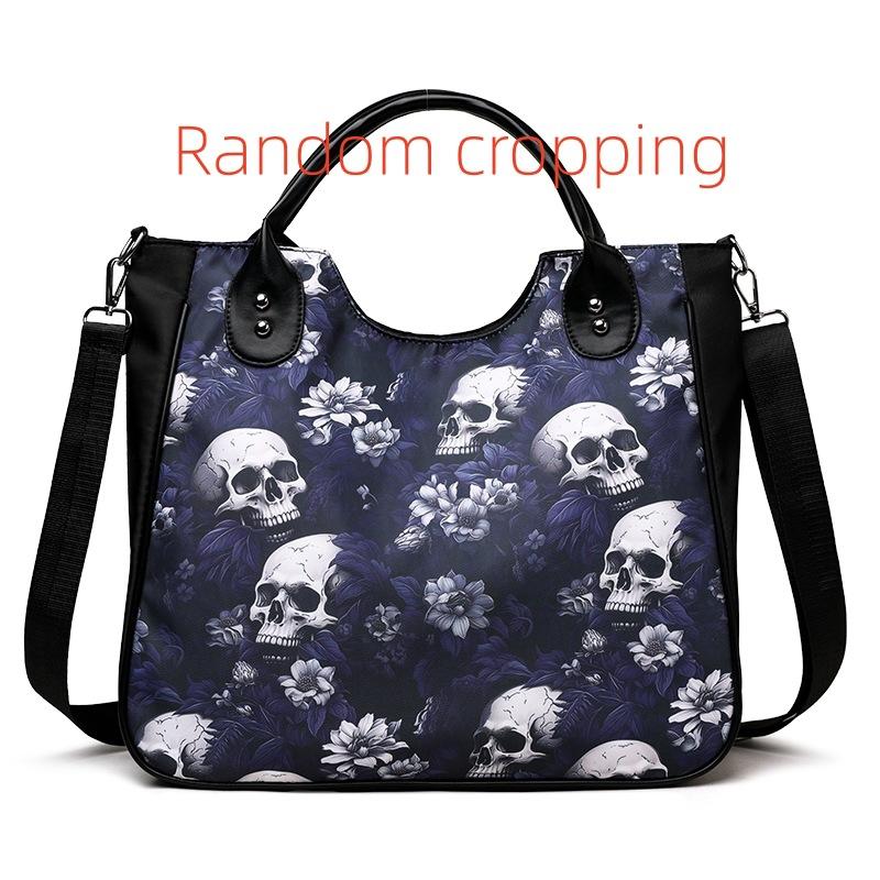 

Сумка-мессенджер через плечо для поездок на работу большой вместимости с цветочным принтом черепа, легкая портативная дорожная сумка для шопинга синий