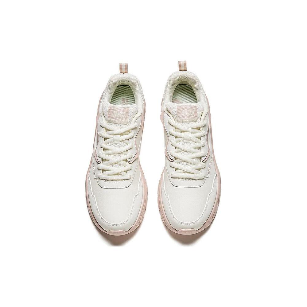 New Anta Cushioning, Wear Resistant Low Top Running Shoes Women's White Gray Pink 922145573-10