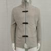 2026 Autumn/Winter Men's Plus Size High Neck Sweater Cardigan with Leather Buckle - European & American Style Long Sleeve Knit Coat