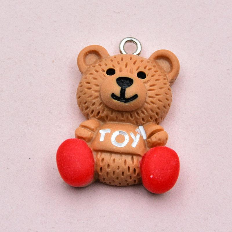 Colorful Resin Cartoon Bear Pendant & Letter Keychain for DIY Jewelry