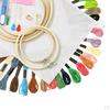 of Embroidery Starter Kit Including Instructions, Bamboo Hoops, Color Threads, Cloth, and
