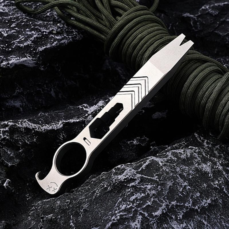 Titanium Alloy Crowbars Outdoor Pry Bar Multifunctional Every Day Carry Wrench Outdoor Camping Tools with Bottle Opener