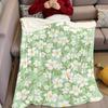 Pale Green Blossom Twig Flannel Blanket Warm Soft Halloween Christmas Couch Warm Cozy Decorative Decor Gift for All Season