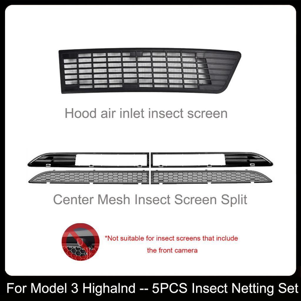 Grille Mesh erts for Tesla Model 3 Highland Front Air Inlet Vent Grille Cover Replacement for New Model 3 Anti-ect Net ABS
