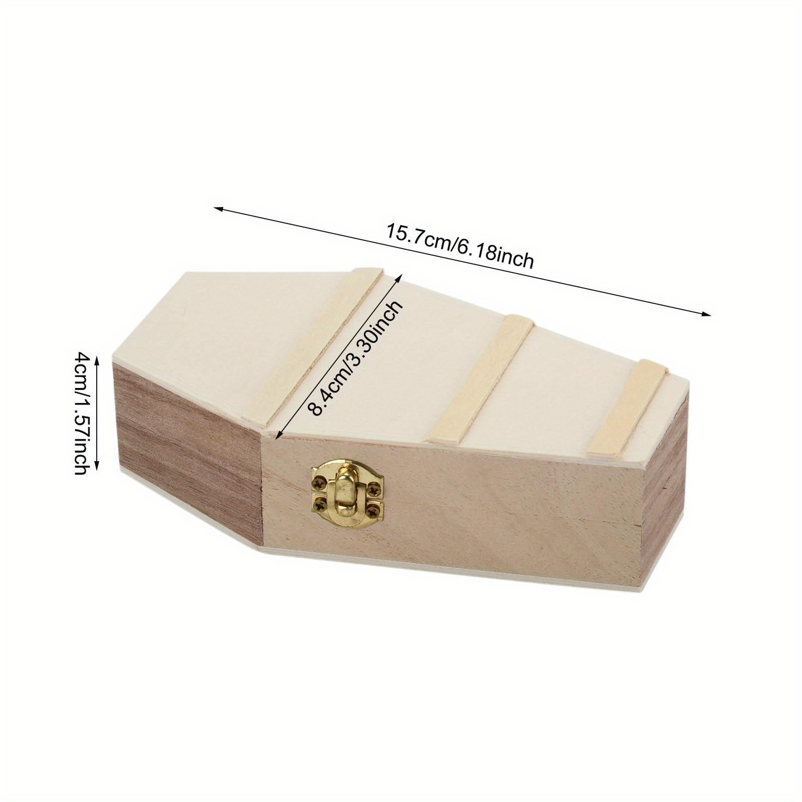 

1Pc Halloween Coffin BoxSmall Unfinished Wood Funeral Coffins with Hinged Lids DIY Keepsake Casket Burial Caskets and Coffins 1PCS