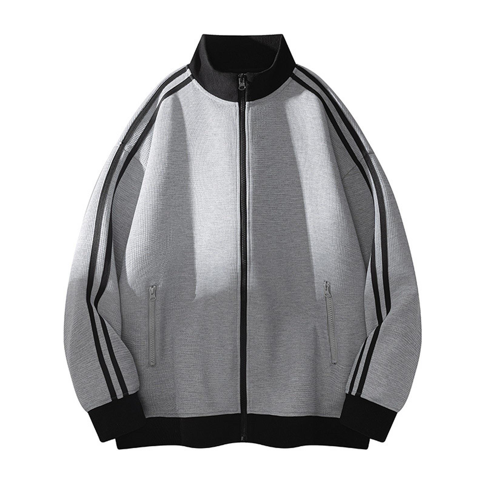 

Кардиган в стиле ретро колледж, спортивная толстовка свободного кроя, повседневная цветная куртка, куртка с воротником-стойкой в полоску XXL