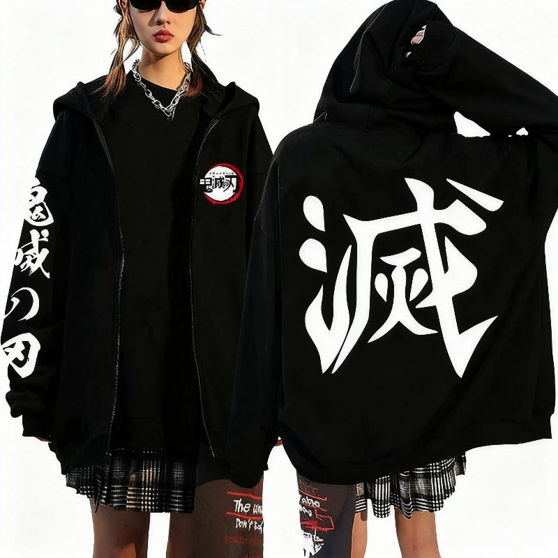 Felpa con Zip Giacca Anime Demon Slayer Uomo Donna Unisex Streetwear Pullover Casual Felpa Primavera Autunno Moda Abbigliamento Y2k