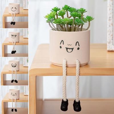 Creative Hanging Foot Doll Flower Pot Handicraft Ornaments Ceramic Flower Pot Garden Decoration
