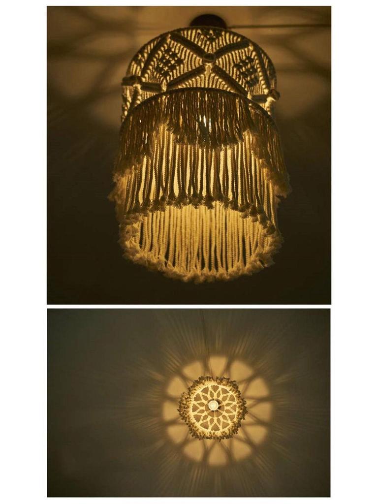 Handmade Nordic Bohemian Cotton Rope Lampshade Pendant Light for Home Décor