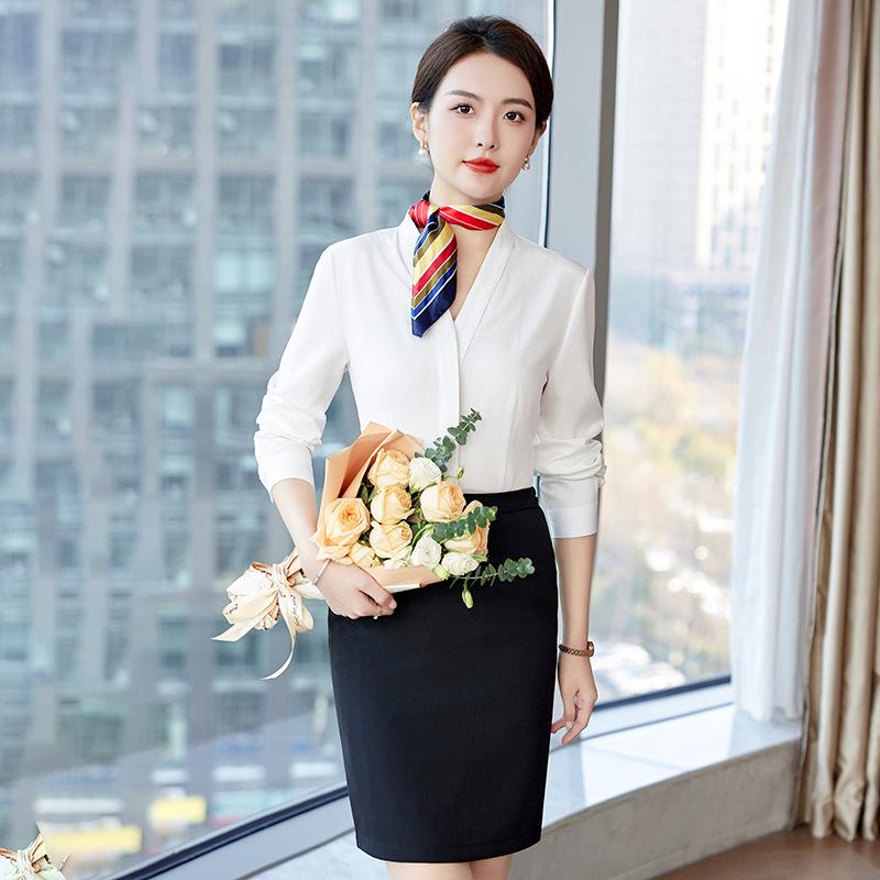 Women's Professional Suit Skirt and Shirt Uniform for Salon, Hotel Reception, and Flight Attendant Workwear