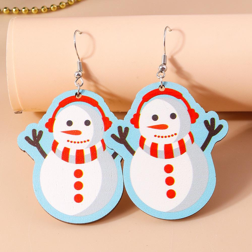 Festive Christmas Cartoon Earrings: Cute Santa & Snowman Dangles