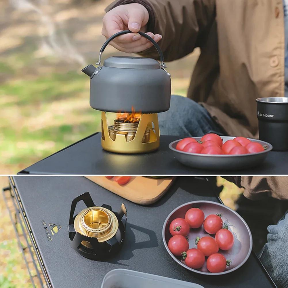 Ultralight Portable Mini Alcohol Stove, Adjustable Flame Brass Burner with Aluminum Alloy Stand for Camping