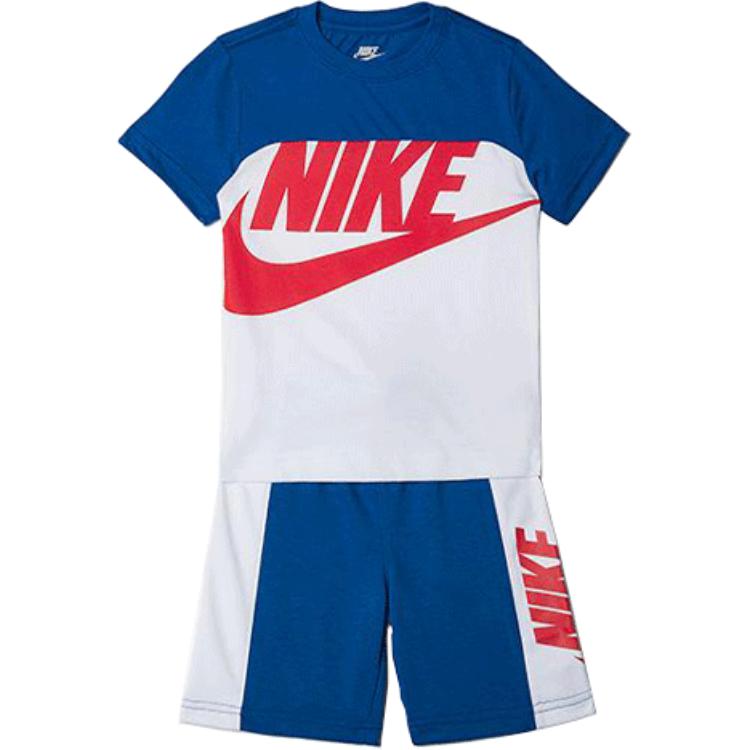 

Nike Casual Sports Suit Logo Print Short Sleeve Shorts Kids suit Blue DJ5707-480 M