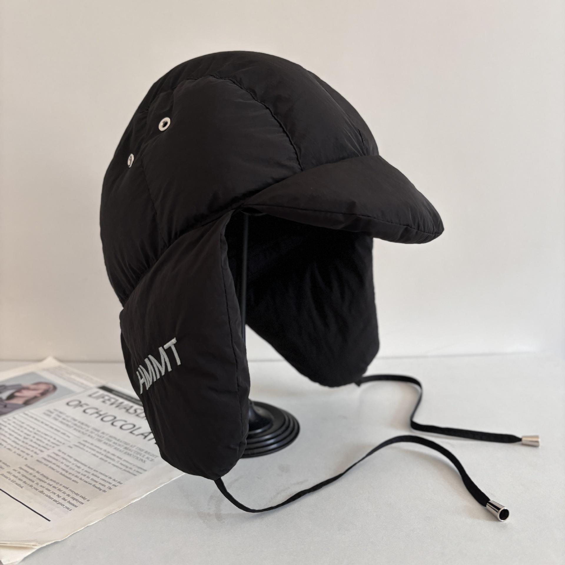 

Новые зимние однотонные ветрозащитные и морозостойкие пуховые теплые шапки для мужчин и женщин M（56-58cm） чёрный