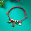 Fashion Simple Handwoven Braided Christmas Bracelets for Women Enamel Metal Xmas Tree Santa Claus Adjustable Bracelet Jewelry