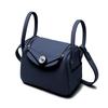 New First-layer Cowhide Lindy Bag, Genuine Leather Shoulder Messenger Bag, Fashionable Doctor Bag, Mini Bag, Silver Buckle, Silver.