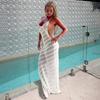 2026 Trendy Women's Solid Color Backless Sheer Spaghetti Strap Dress