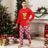 Uyumlu Aile Baskılı Boyundan Bağlamalı Uzun Kollu ve Uzun Pantolonlu Pijama Takımı