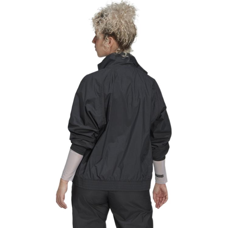 adidas Solid Color Zip Long Sleeve Sports Jacket Women Jackets Black HG4359
