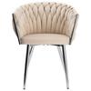Geflochtener Veloursstuhl Cofton Chrom Samt Beige