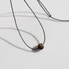 Unisex Retro Geometric Stone Pendant Necklace with Rotating Bead & Leather Cord – Versatile, High-End, Colorfast Design for Women & Men