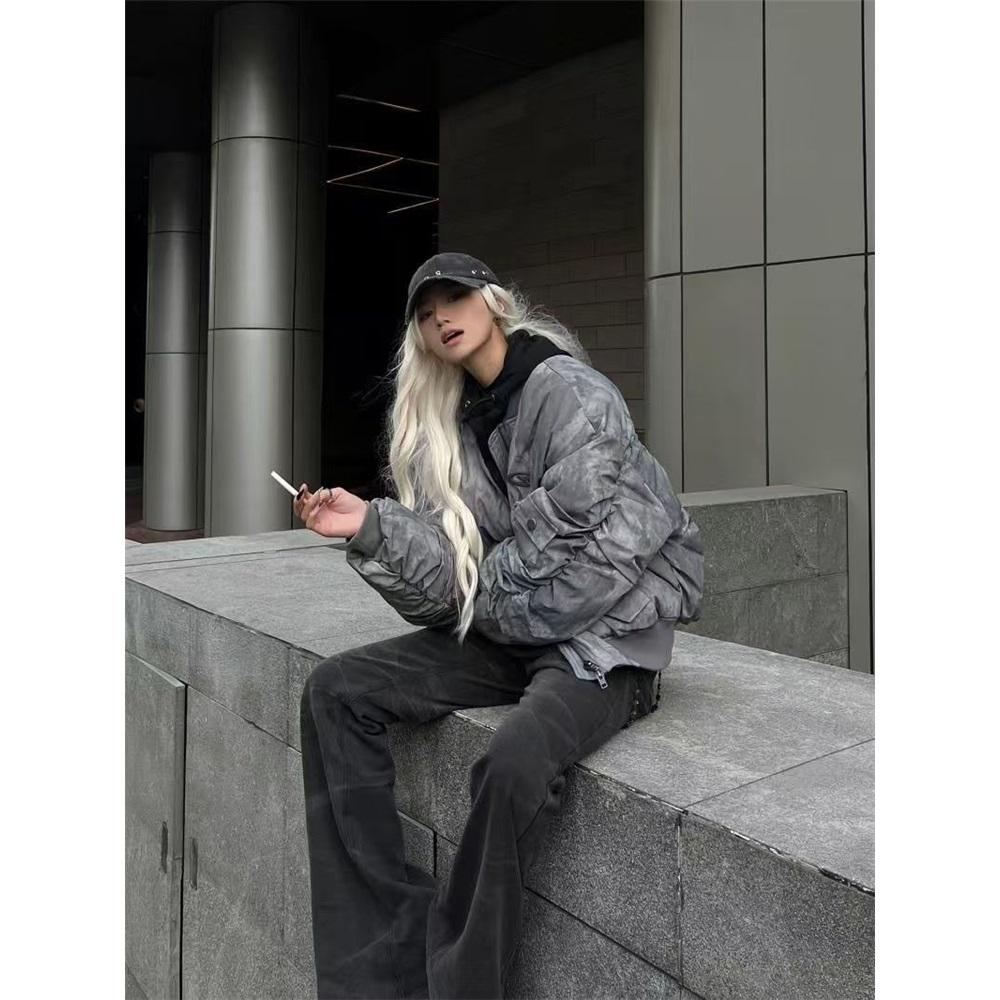 מעילי רוח רטרו שוממים עיצוב קפלים מעיל טיסה חליפת בייסבול חליפת כותנה פארקות אמריקאיות היפ הופ מעיל חורף גבר חדש